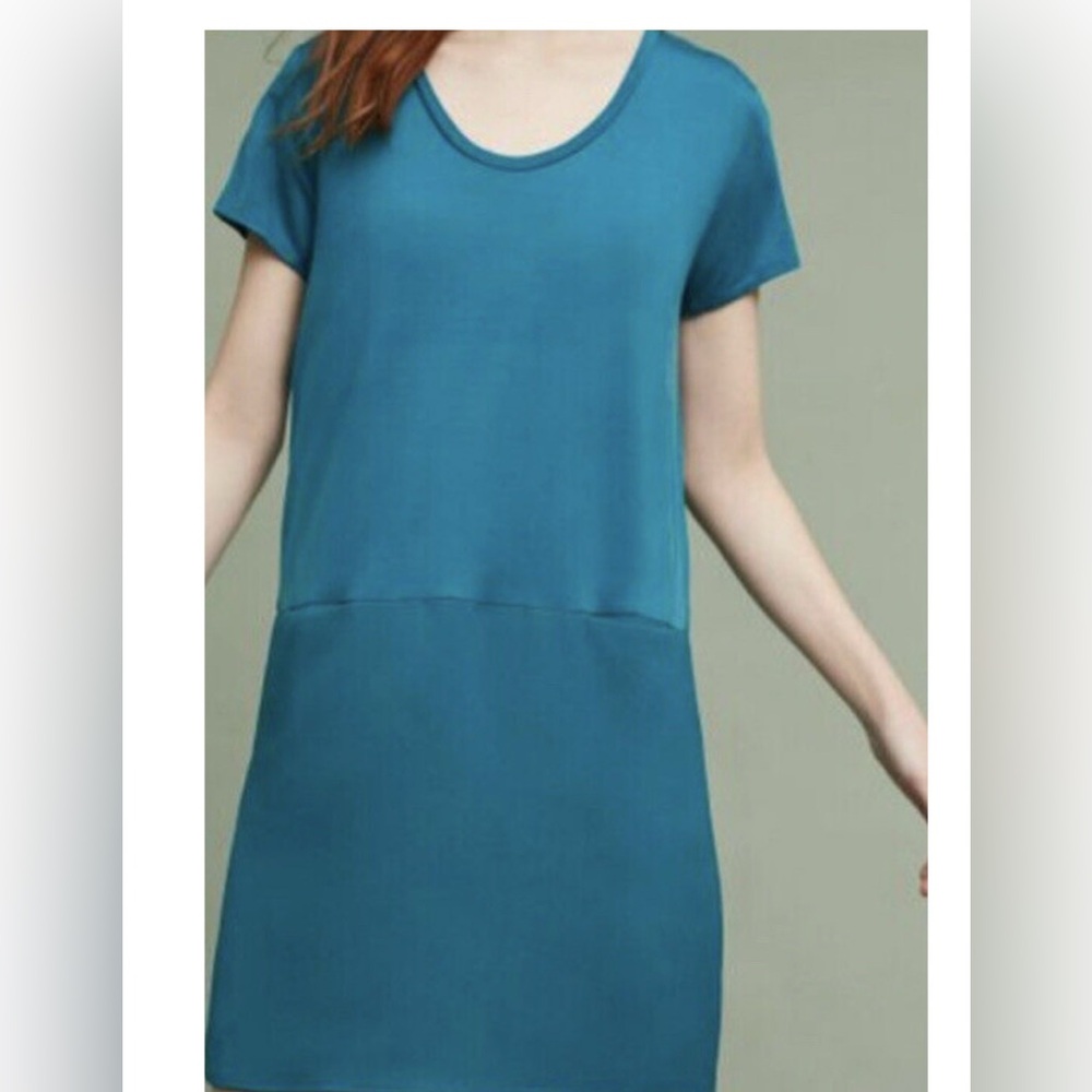 NWT‎ Dolan Anthropologie Loren Teal Drop Waist Tunic Dress Size S